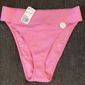 Pink high waste bikini bottom